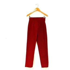 Vintage black and red carrot pants. Very high waisted pants with side zip.